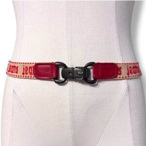 VINTAGE Red & Tan Elastic Belt “Jeans” with Metal Buckle VINTAGE